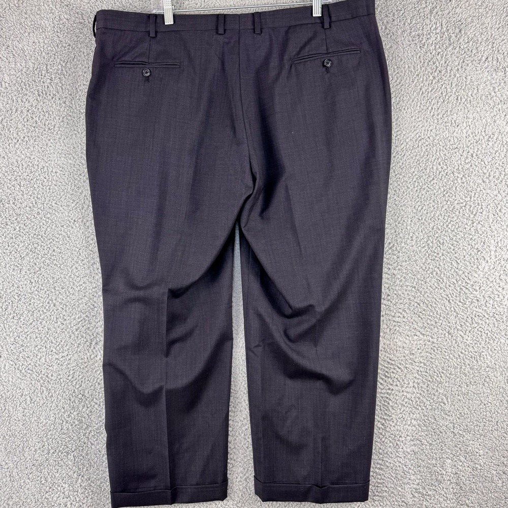 Jos A Bank Dress Pants Mens 44 Waist Gray Wool Pleated Front Cuffed Trousers - Picture 7 of 16